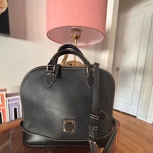 Dooney & Bourke Black Pebbled Leather Dome Satchel with Strap
